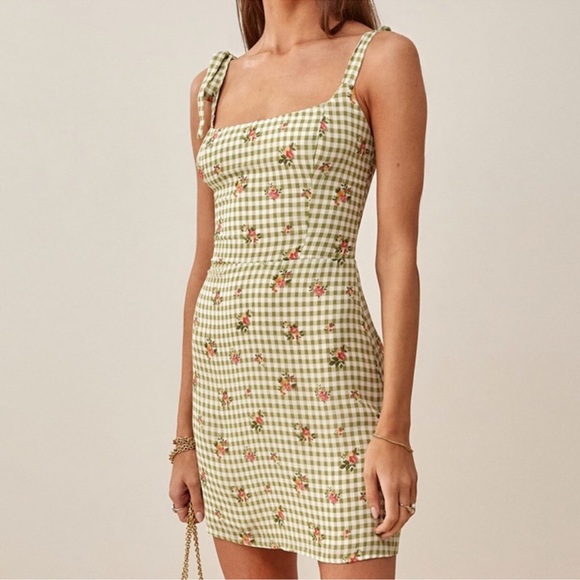 Dresses & Skirts - Reformation Annabelle Dress Look Alike Dress Off Brand Size Medium Green Gingham